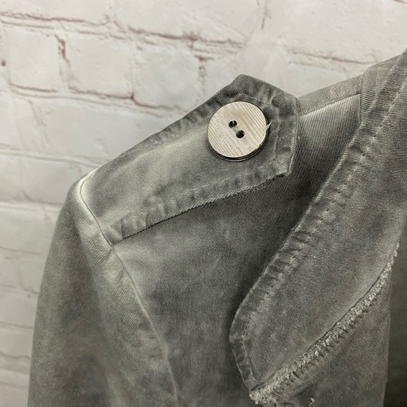 SUZY D LONDON WOMANS SIZE LARGE OPEN FRONT DISTRESSED MILITARY STYLE JACKET - Picture 8 of 9